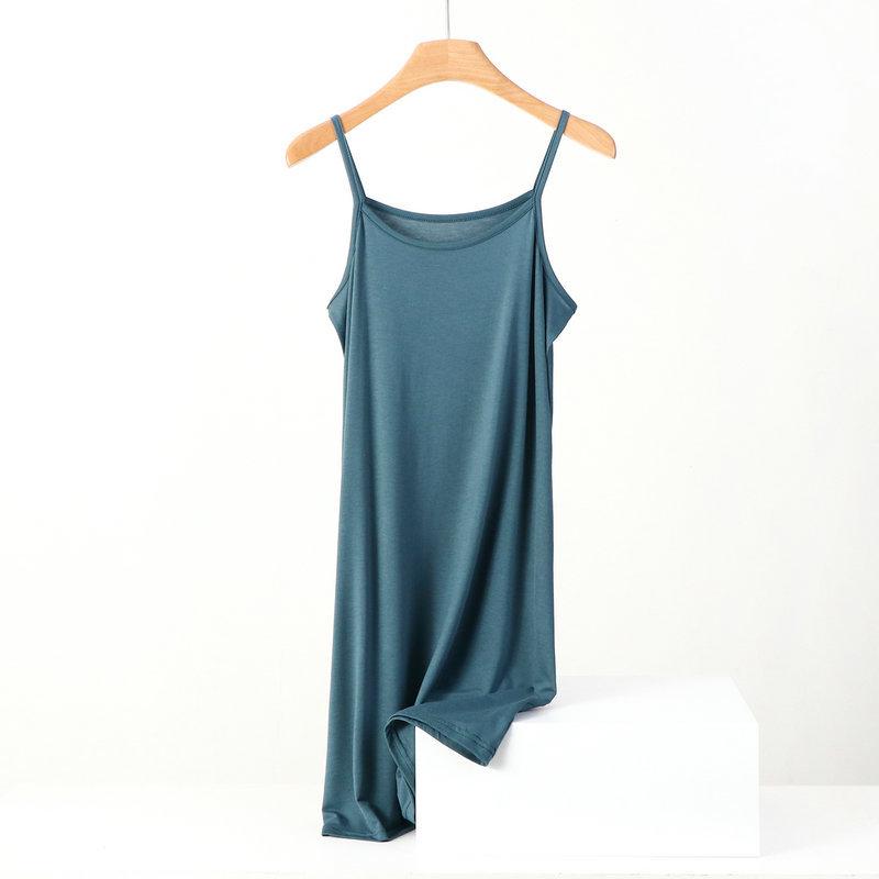 Modal Medium and Long Dress Summer Solid Color Inner with Sleeveless Large Size Loose Vest Skirt Casual Bottom Suspender Skirt