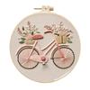 1pc House, Bicycle, and Flower Pattern Embroidery DIY Fabric Craft Kit with Tools