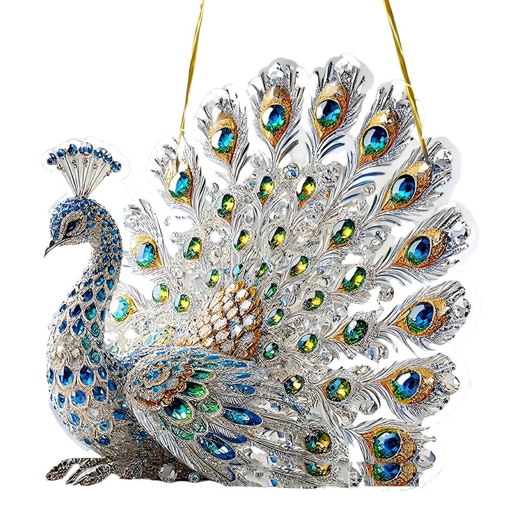 Peacocks/Flower Suncatchers 2D Acrylic Stained Glass Effect Window Hanging Garden Decors Valentines Day Gift for Womens