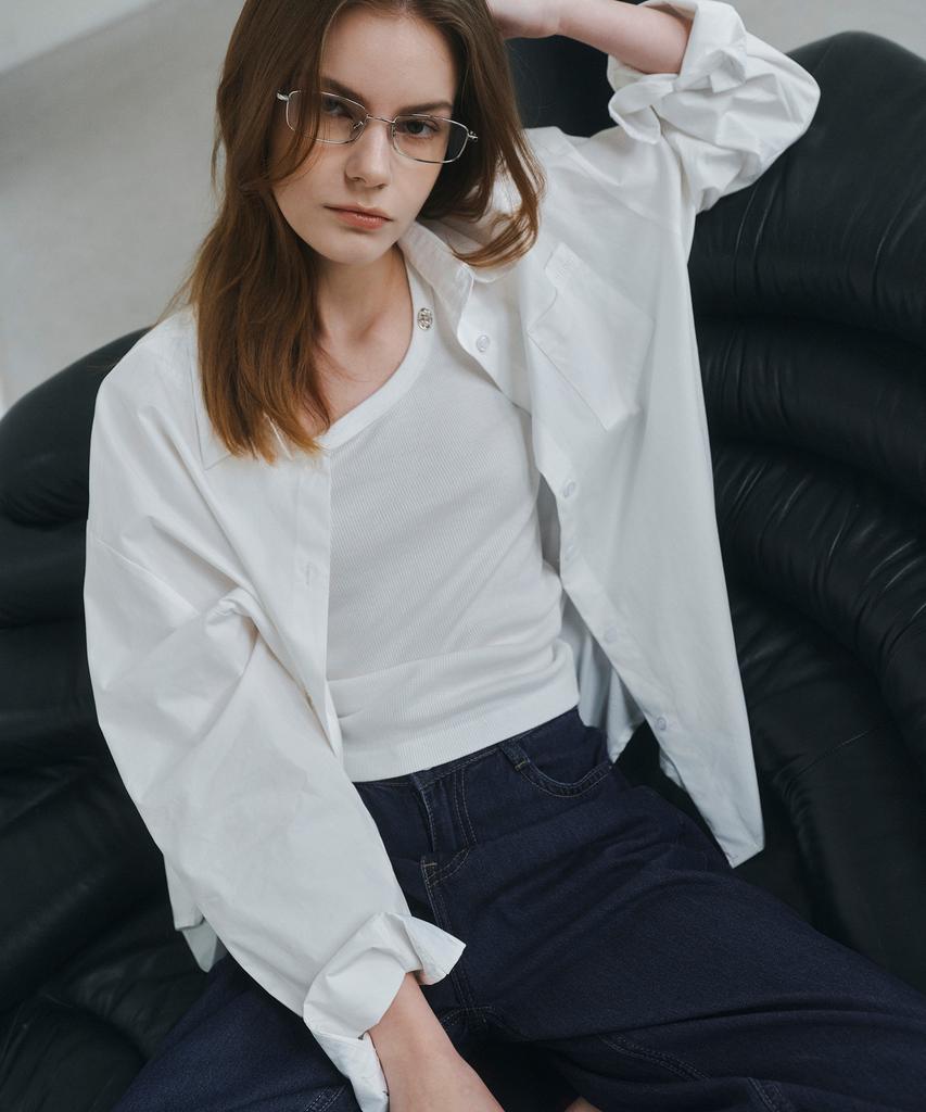 NON AND NON Oversized Pocket Cotton Shirt_N6Ssh0425 (Ivory)