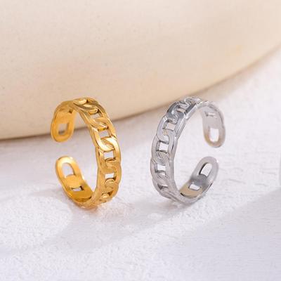 Xiaohongshu Women's 18K Gold-Plated Fashion Titanium Steel Ring - High-End, Colorfast, Light Luxury Style.