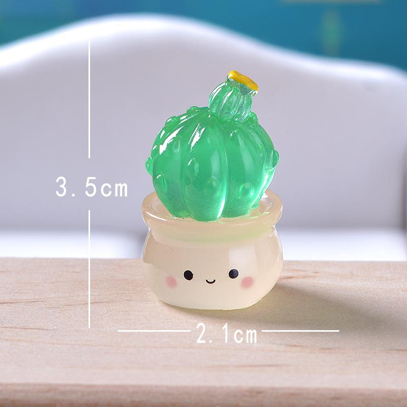 Figurines Miniatures Cute Luminous Succulent Cactus Micro Landscape Ornaments for Home Decorations Car Room Decor Accessories