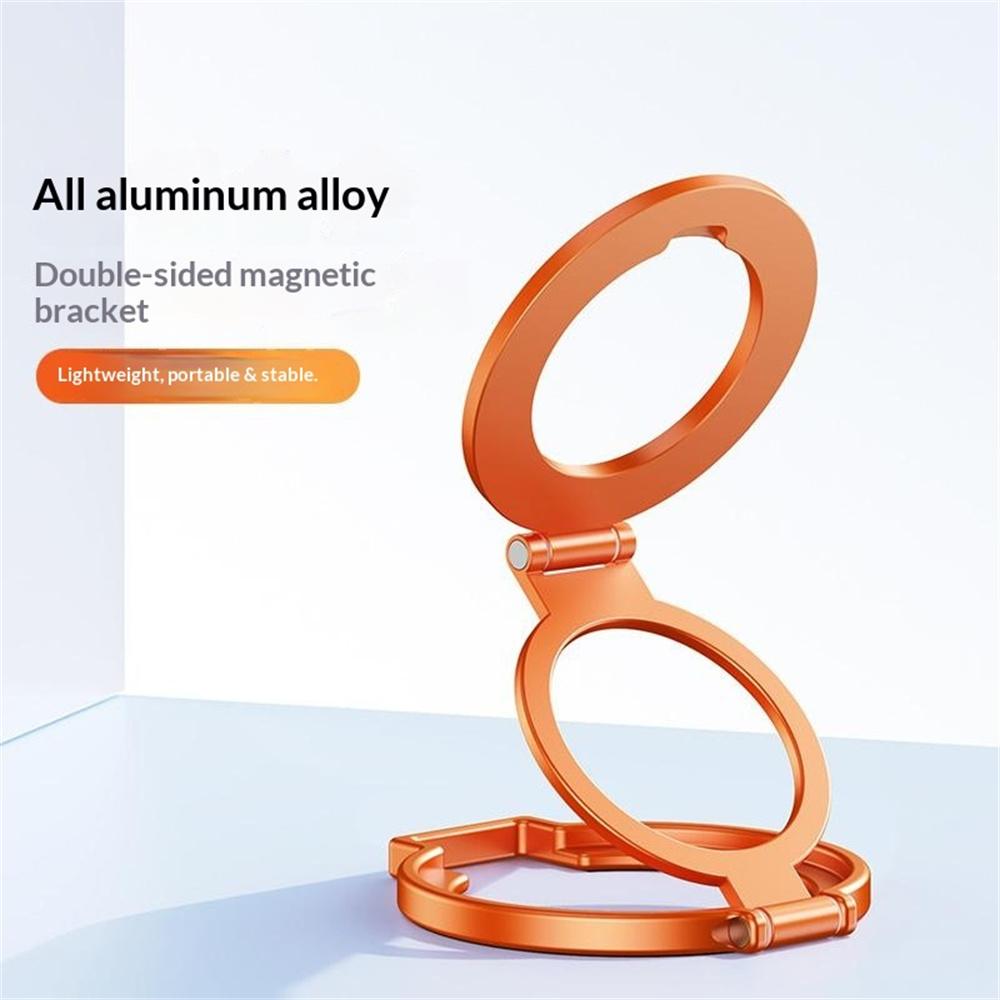 T15S Drehbarer Handy-Ständer 360-Grad Faltbarer Ringhalter Aluminiumlegierung Duale Magnetische Desktop-Halterung