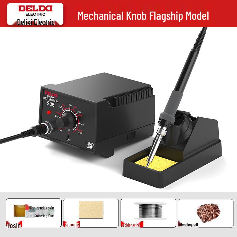 Delixi 936 Adjustable Soldering Station: High-Power, Constant Temperature Soldering Iron for Household Repair & Welding.
