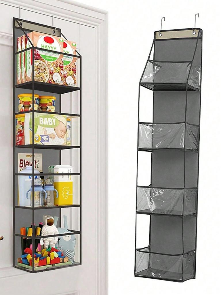 1pc 4 Layer Over The Door Hanging Organizer,Cosmetics Wall Hanging Storage Organizer,Large Capacity Mesh Holder With Clear Pockets Hanging Storage Bag