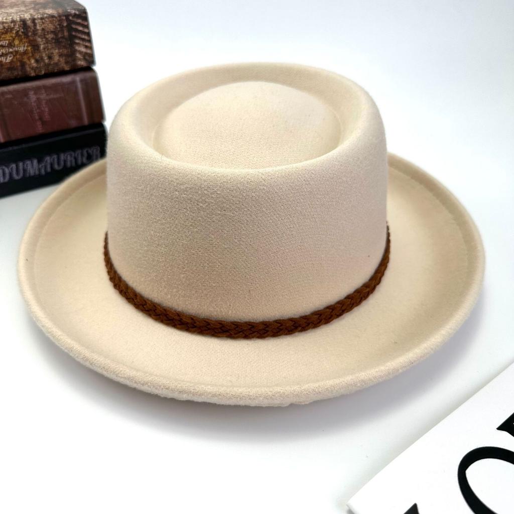 Four Seasons Top Hat Knitted With Felt Hat Curled Edge Flat Top Versatile Sunscreen Women And Men