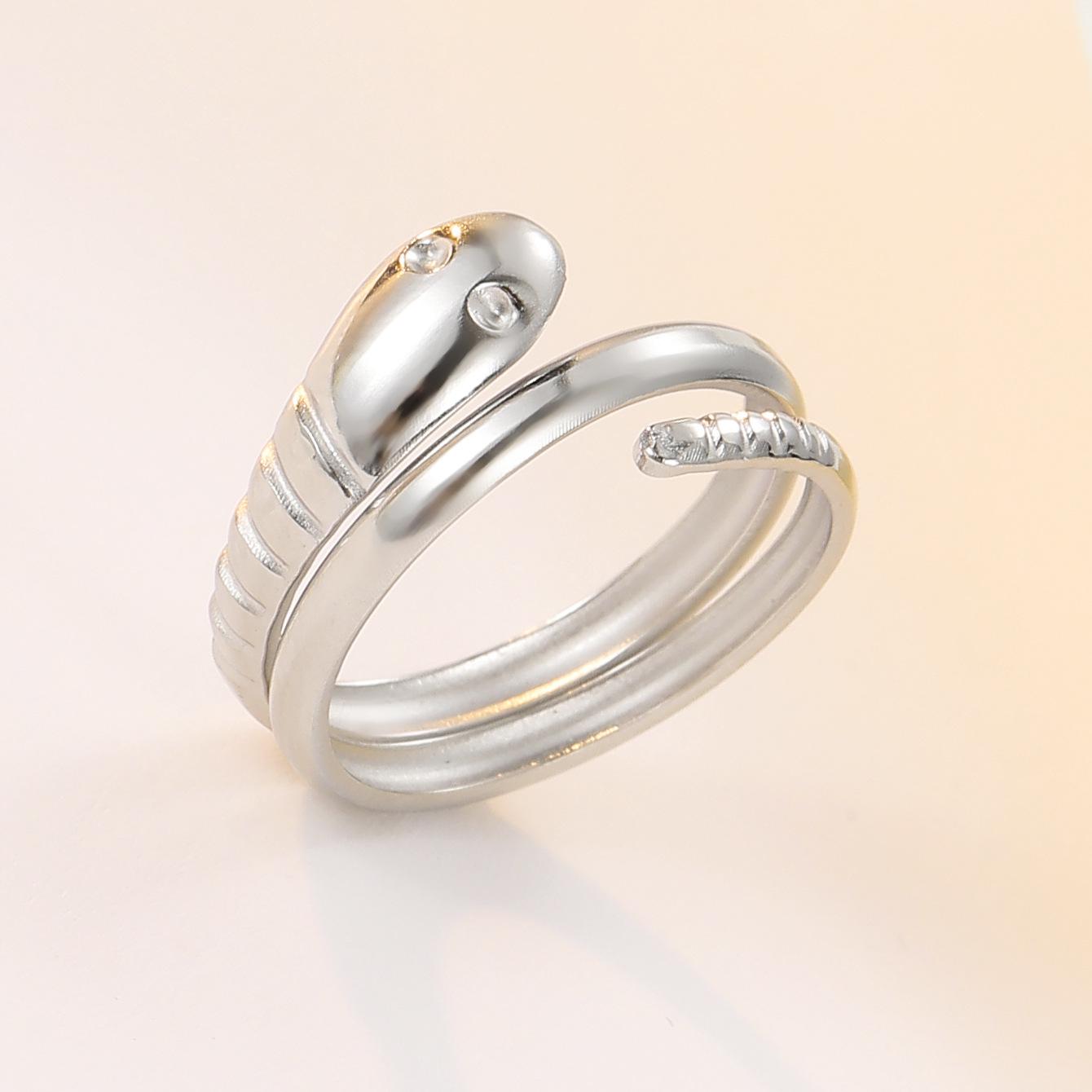 Retro Punk Double Layer Snake Ring - Stainless Steel Women s Hip Hop Accessory