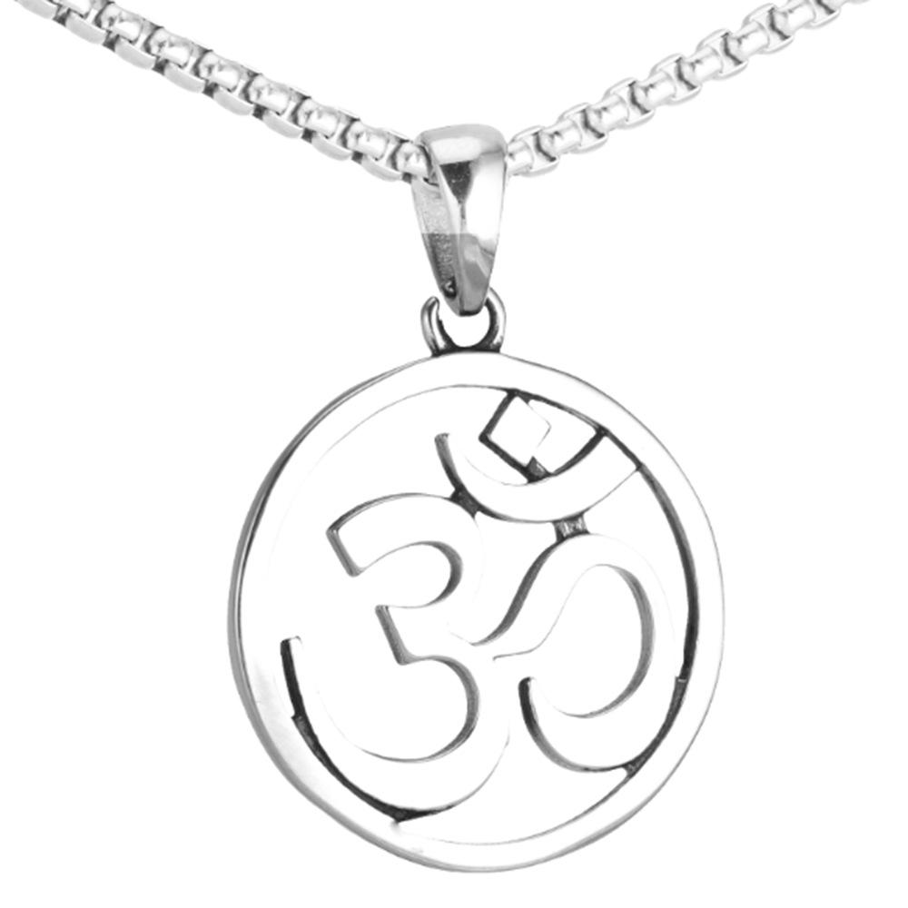 

Stainless Steel Letter Symbol Pendant Round Brand Hollow Necklace Yoga Simple Versatile Accessories Daily Jewelry Gifts