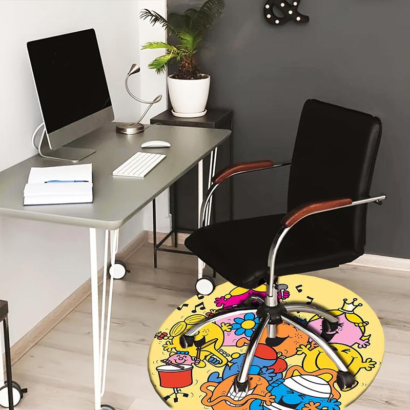 1pc Mr. Men Band Round carpet, Made of Polyester,Perfect for Decorating Office Chairs, Living Rooms,Vibrant Decorative Rug
