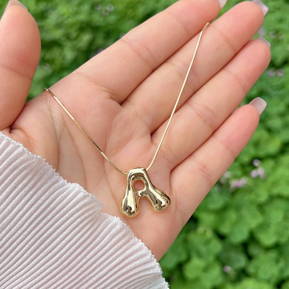 18K Gold Copper-Plated A-Z Balloon Bubble Alphabet Pendant Necklace, 2024 Stylish Glossy Design.
