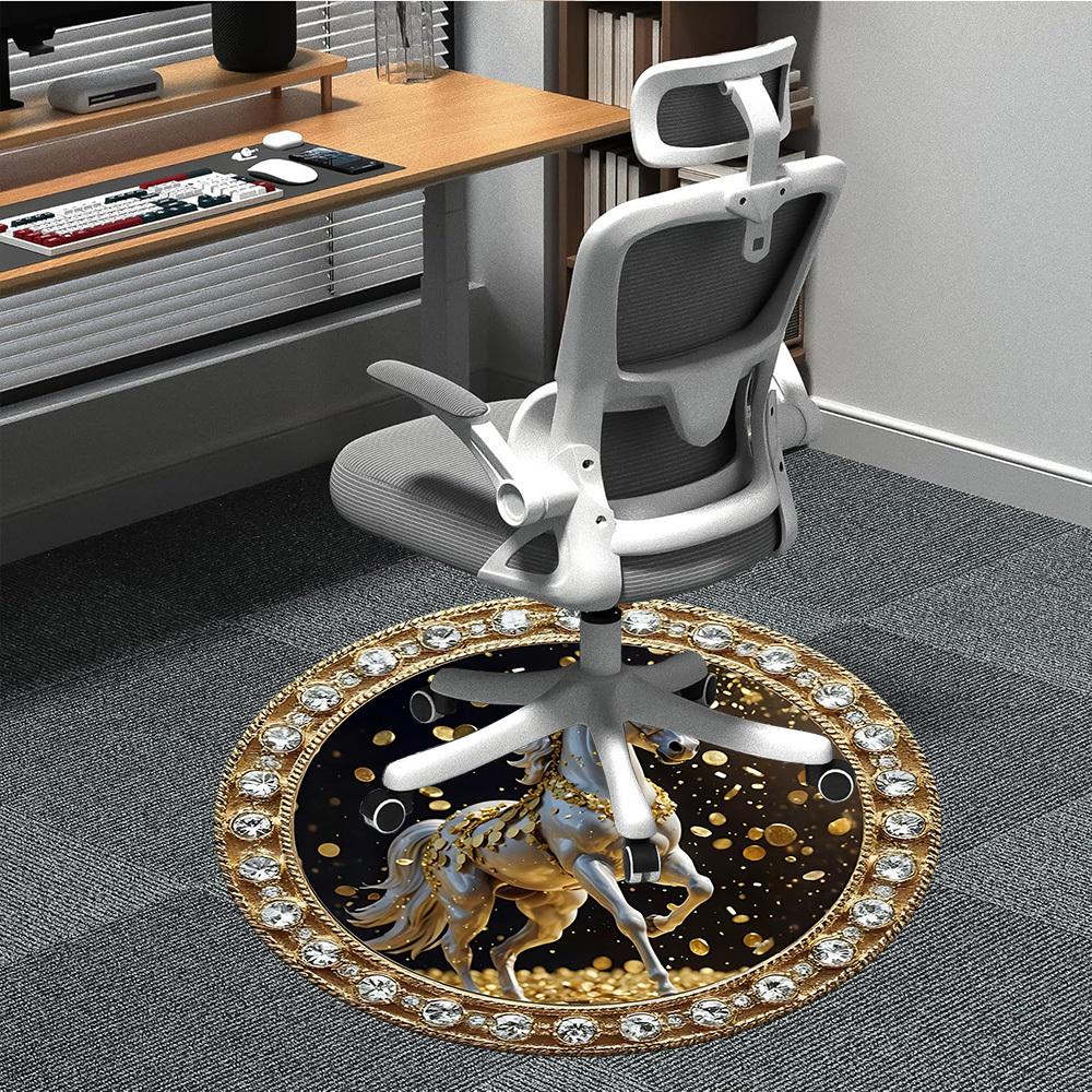 

1pc Golden Horse Chair Carpet for Office, Non-slip, Soft and Durable Office Rug for Interior Decoration, Perfect for Office yy260313062 80cm by 80cm