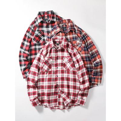 Retro Casual Brushed Long Sleeve Export Plaid Shirt