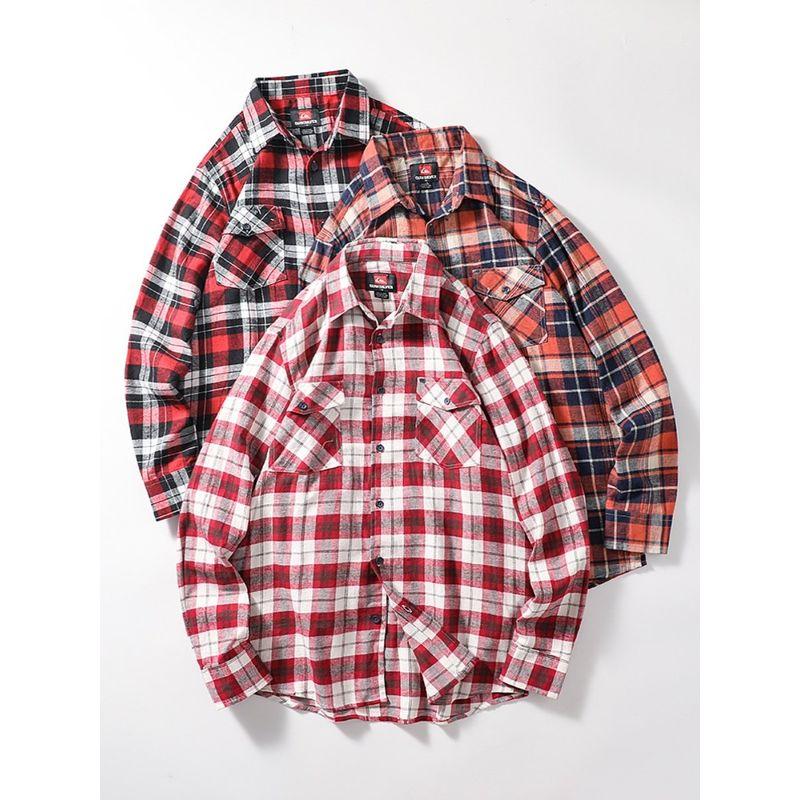 Retro Casual Brushed Long Sleeve Export Plaid Shirt