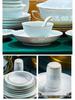 High-Temp Linglong Blue and White Porcelain Dinnerware Set: Elegant Underglaze Bowls & Plates