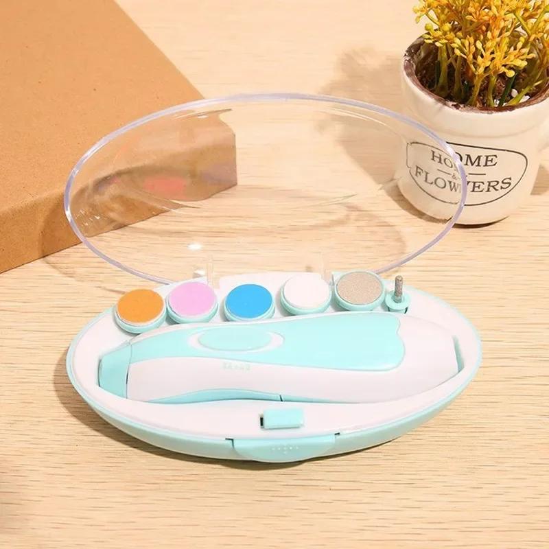 Baby Electric Nail Trimmer with Led Light Kid Nail Polisher Tool Baby Care Multifunctional Fingernail Cutter Trimmer Infant Manicure Set