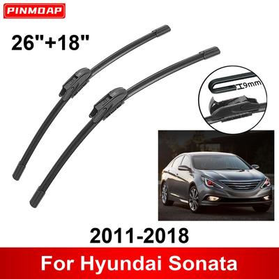 Limpador de para-brisas para Hyundai Sonata 2011-2018 26" + 18" dianteiro traseiro palhetas escovas cortadores acessórios 2011