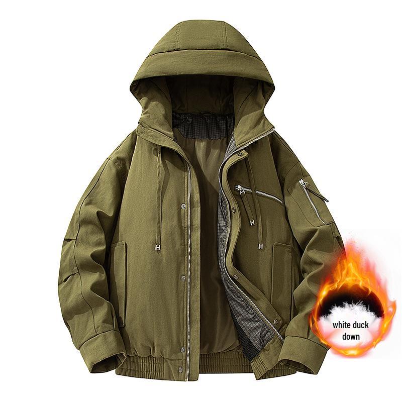 Winter Windproof Fleece-Lined Down Jacket: Warm, Thickened, Casual, and Versatile Outerwear for Autumn/Winter Fashion. XLarge