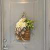 Artificial Wildflower Hanging Basket Pendant Door Hanging Lavender Wreath Ornaments Home Decoration for Farmhouse
