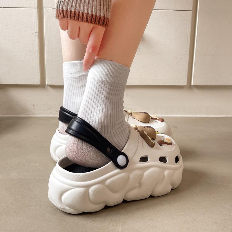 Hole shoes women's summer outer wear new indoor home non-slip muffin thick sole heightening bag head half slippers