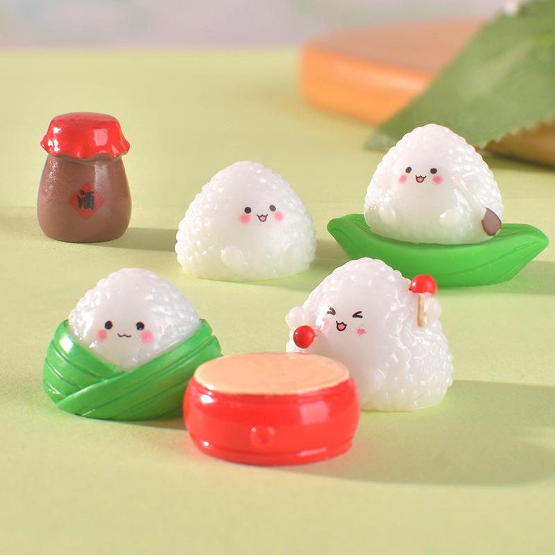 

Micro-landscape Small Ornaments Zongzi Leaves Miniature Resin Handicrafts Big drum