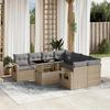 VidaXL Garden Lounge Set with Cushions 9 Pcs Beige Braided Resin 3267799