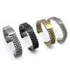 Auf Lager, massives Edelstahl-Uhrenarmband mit fünf Gliedern und einer Doppeldruck-Faltschließe, gebogene Enden, erhältlich in den Größen 18-22 mm.