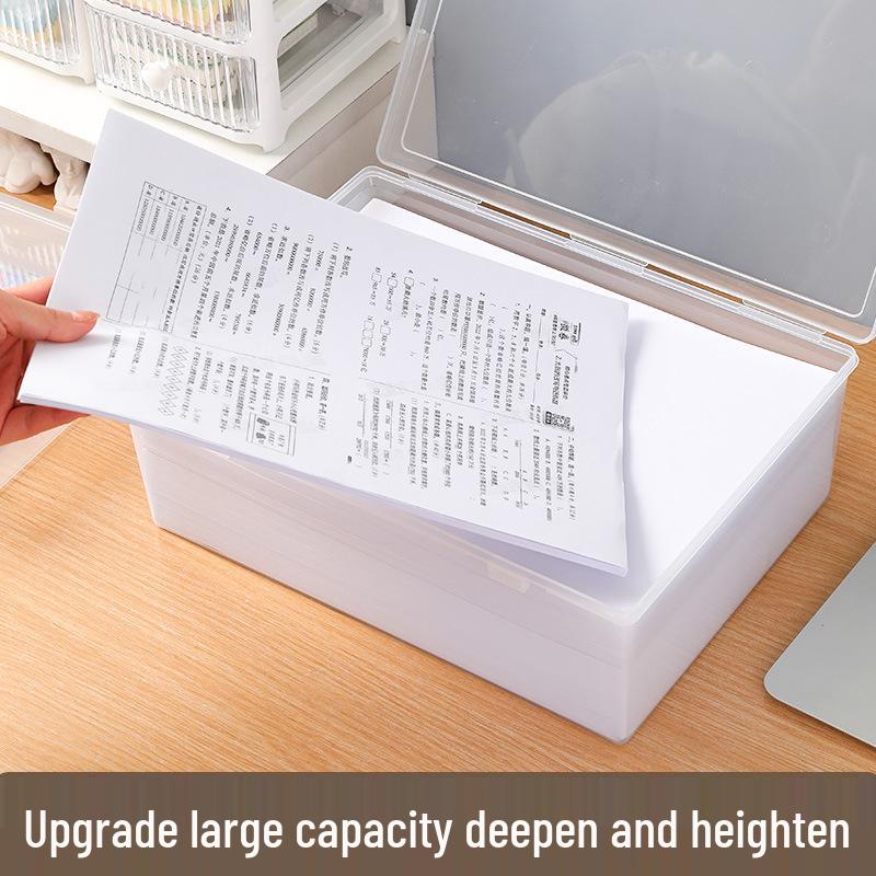 Large Capacity Transparent A4 Document Storage Box for Home Office