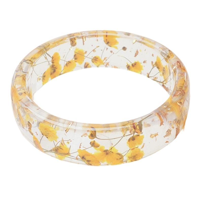 Elegant Resin Bangle With Preserved Flowers Comfortable Dried Flower Wristband For Women Fashion Jewelry Gift