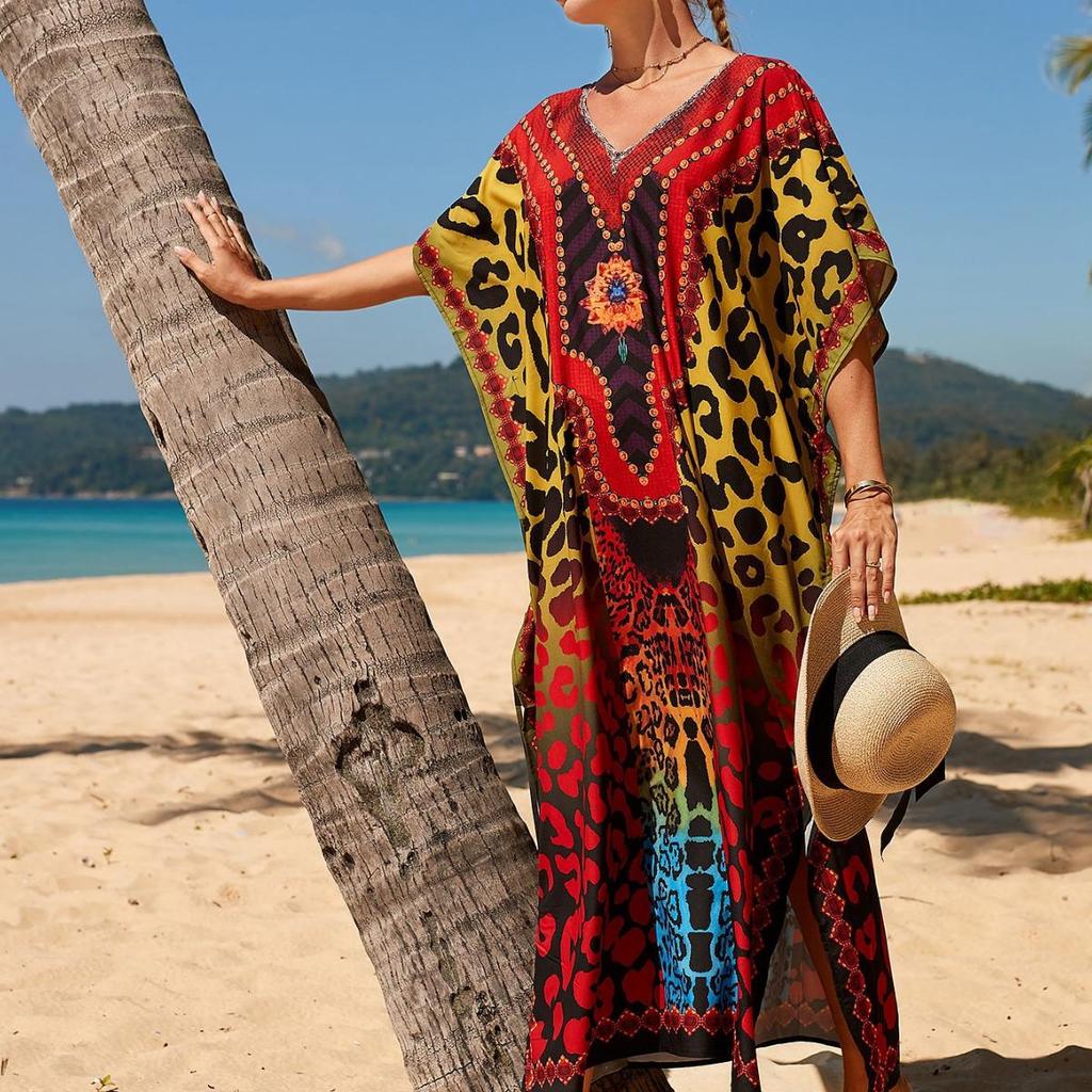 Leopard Print Evening Dress for Women - Colorful, Loose, Plus Size