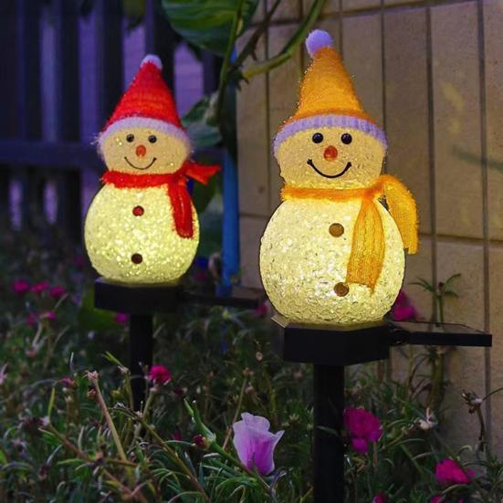 Solar Powered Snowman Stake Light Outdoor Christmas Decoration for Yard Garden & Pathway Auto On/Off Waterproof Festive Atmosphere Lights