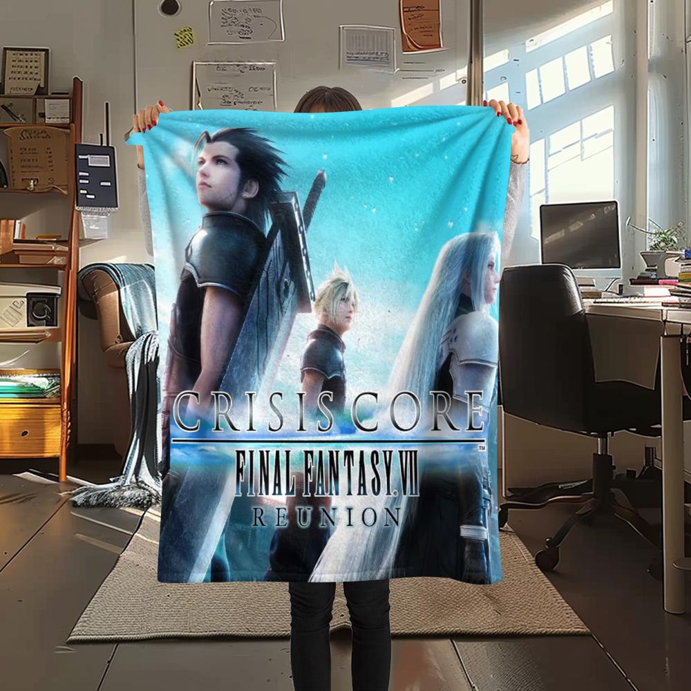 1Pc Final Fantasy Print Flannel Blanket, High Quality Comfortable for All Seasons, Home Decor, Warmth and Comfort, Perfect for Gifts