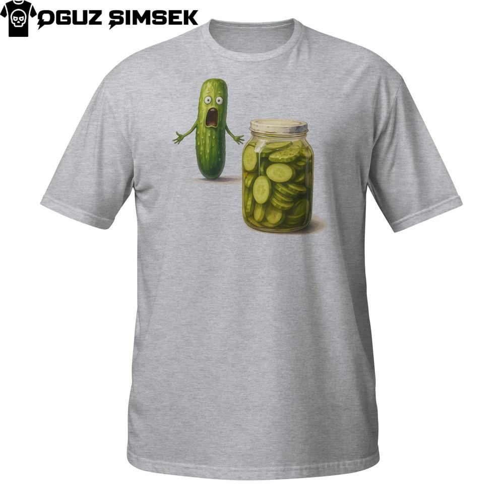 

Funny Pickle Jar T-Shirt | Shocked Cucumber Graphic | Foodie Humor Gift Tee 3XL