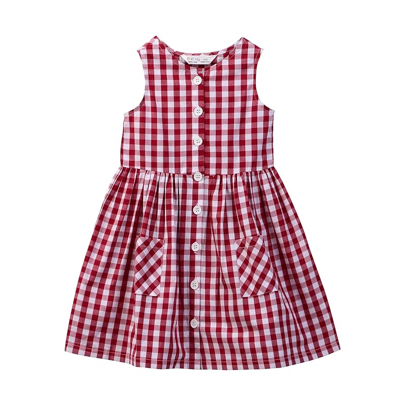 Y/d check button through dress Red 12-18 Months красный