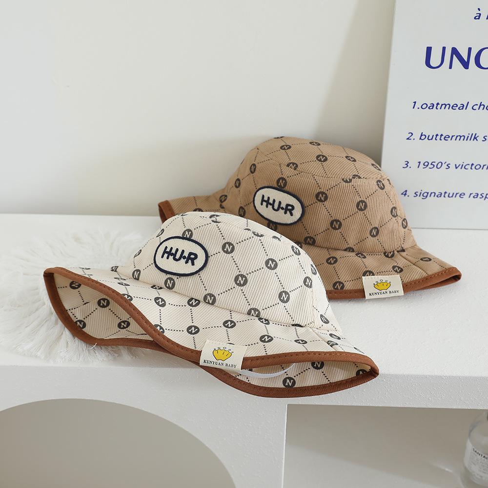 Children's Autumn/Winter Corduroy Fisherman Hat - Korean Style, Graffiti Design, Fashionable Baseball Cap.