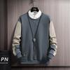 Spring and Autumn Sweater Men's Round Neck Pullover Loose Long Sleeved Top