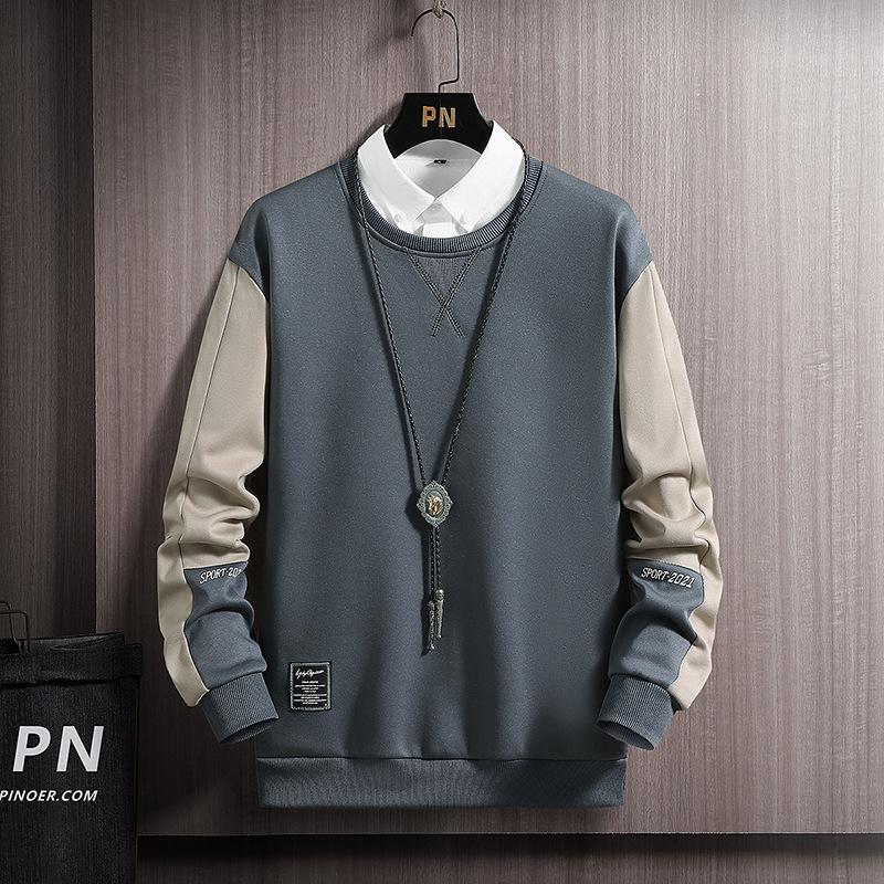 Spring and Autumn Sweater Men's Round Neck Pullover Loose Long Sleeved Top