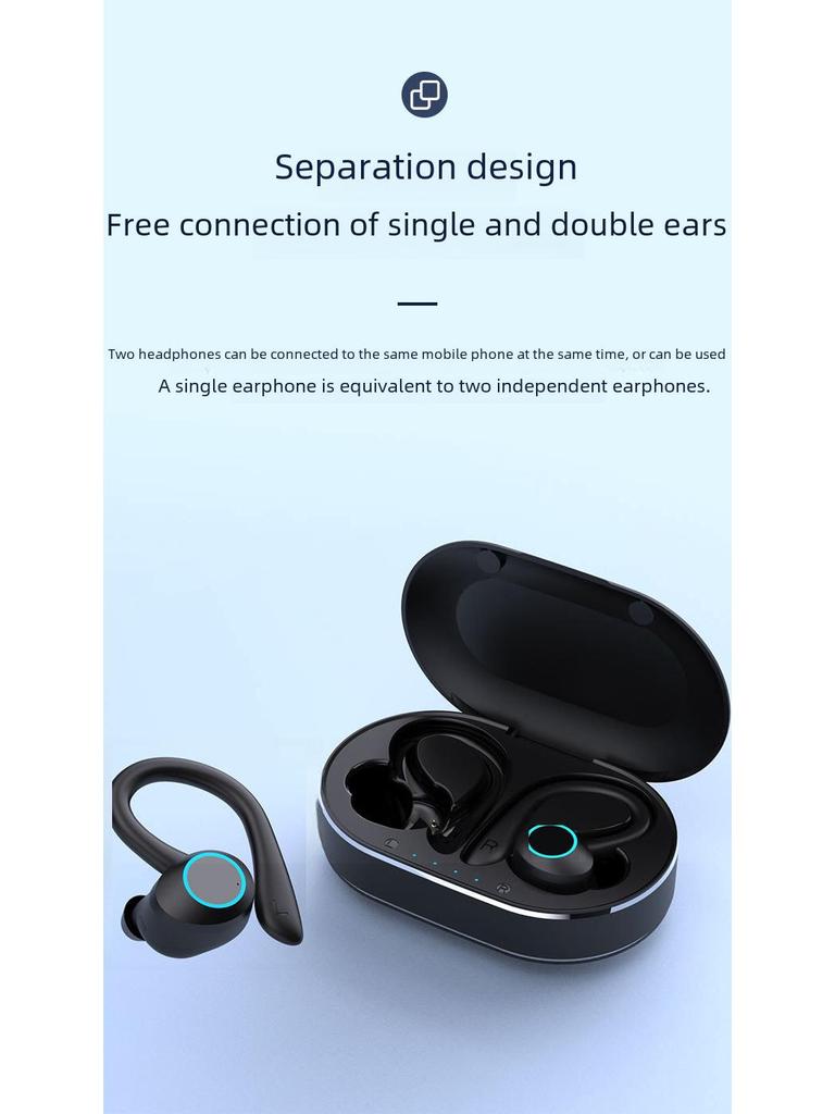 אוזניות ספורט אלחוטיות בלוטות' נוחות במיוחד עם ביטול רעשים, עיצוב וו לאוזן וחיי סוללה ארוכים