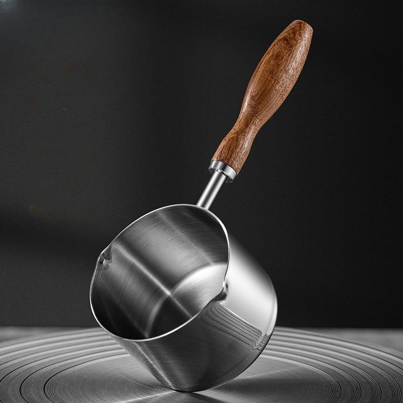 

Мини-кастрюля для супа из нержавеющей стали 304 с деревянной ручкой, соусник для приправ, маленькая кастрюля для приготовления соусов, подогрева молока, кухня