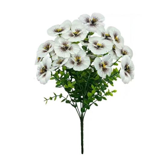 Artificial Flowers 7 Forks Bright Color No Fading No Maintenance Reusable Easy Care Fake Flower Arrangement