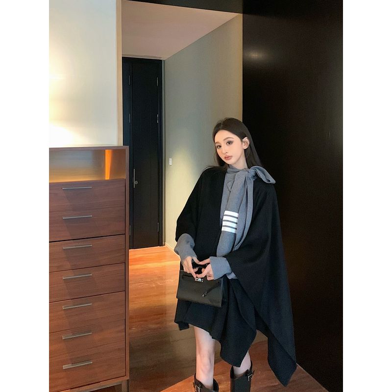 Kumikumi Elegant Set Shawl Outerwear Inner wear Apricot Knit Women Autumn Casual Pants Shorts Three-Piece Set