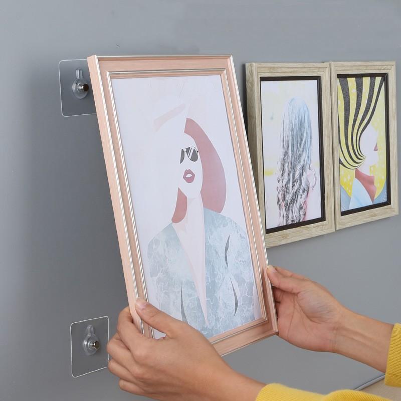 6pcs Screw Stickers Picture Frame Hooks Kitchen Bathroom Storage Rack Door Wall Hanger Self-Adhesive Photo Frame Hook