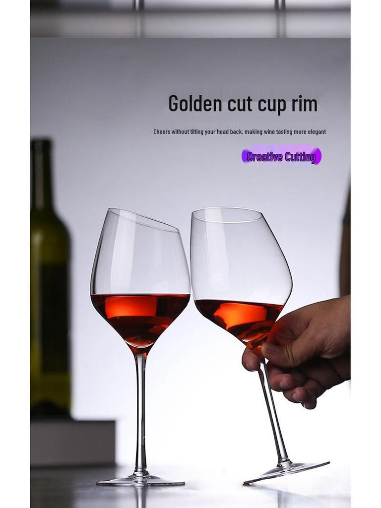 Calice da vino in cristallo stile europeo con accento in noce