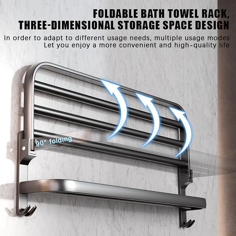 Self-adhesive Wall Mounted Towel Rack Drill Free Rust Resistant Bath Towel Hanger for Hotel Home Shower Use