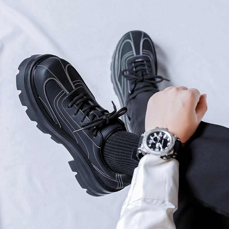 Fashion Mens New Casual Leather Business Tooling Shoes Simple And Versatile Thick Bottom Designer Dress Shoe Fashion Lace-Up Derby Shoes