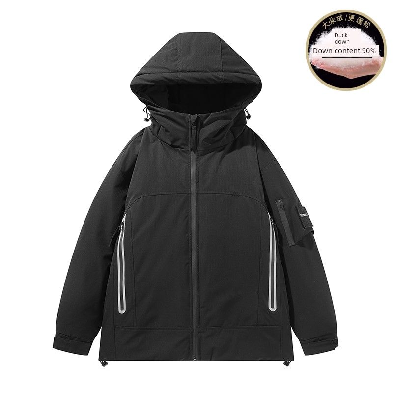 

Wassup Official Store Genuine down Jacket Workwear Outdoor Cold-Proof Northern Mountaineering Hooded Jacket for Men and Women Black XL