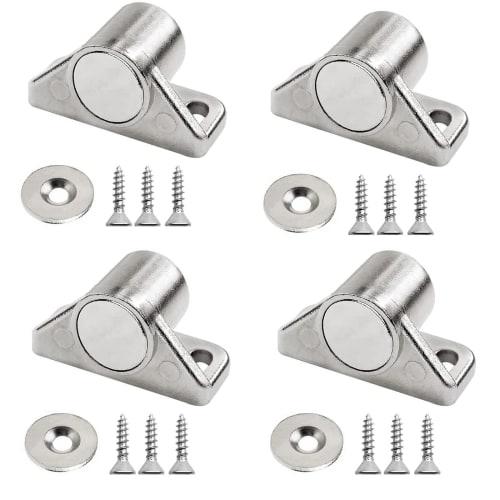 DFsucces 4-Pack Strong Magnetic Latch, Stainless Steel Magnetic Door Catches for Cupboards, Closets, and Cabinets, with Screws (Nickel Color)