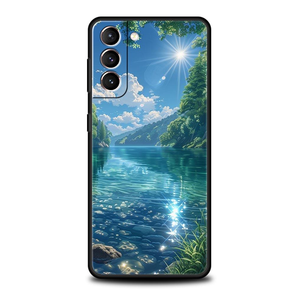 

Мягкий ТПУ чехол для телефона Samsung Galaxy S25 S24 S23 S22 S21 Ultra S20 FE 5G S10 S10E Plus Японский аниме Пейзаж Искусство Чехол Samsung S24Ultra