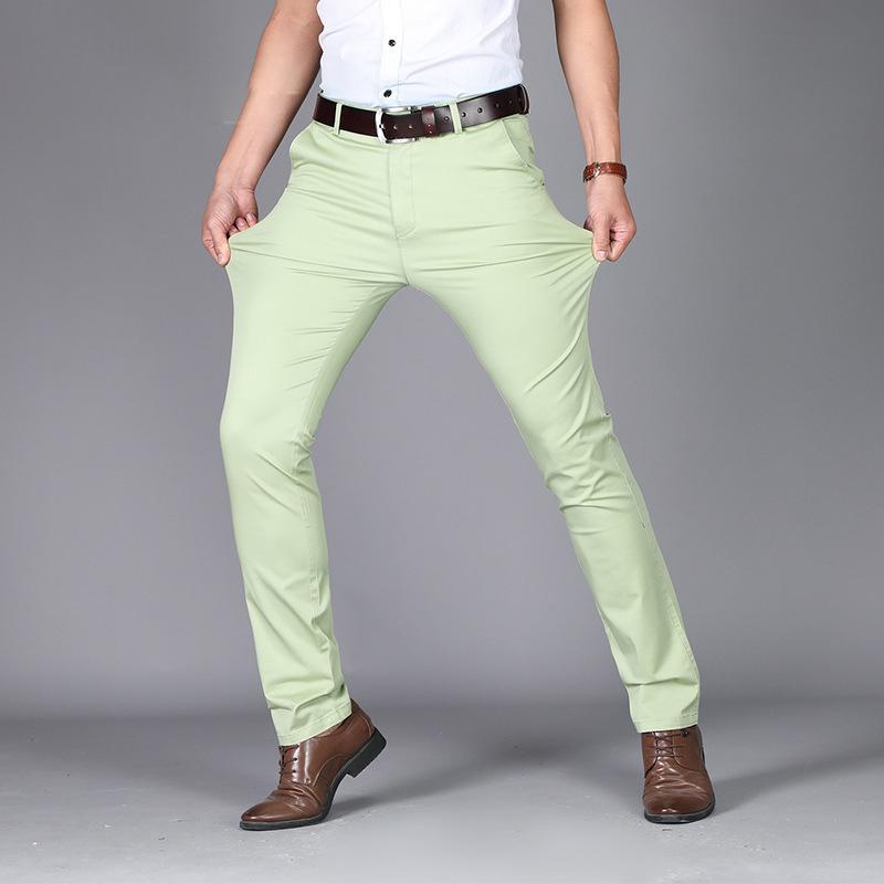 

Летние тонкие мужские брюки модные деловые повседневные хлопковые брюки зеленого цвета черного цвета хаки 36 зелёный