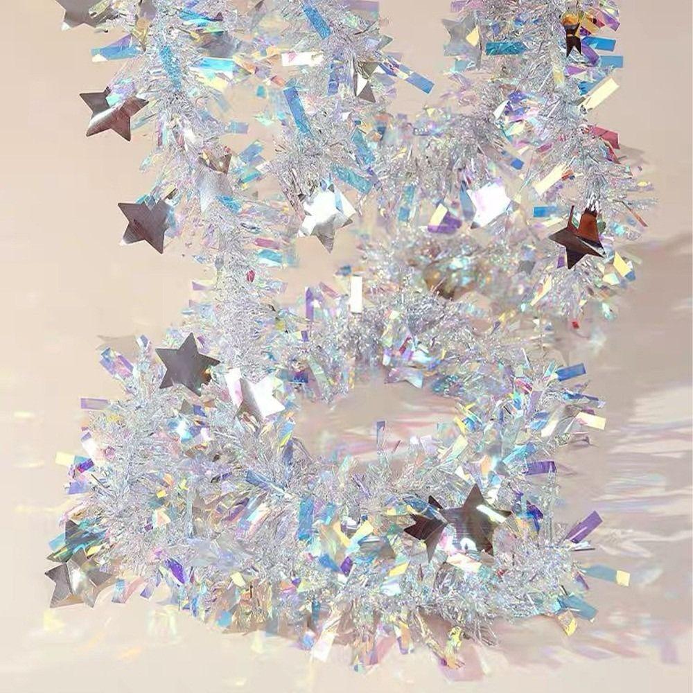 Bunte Streifen Weihnachtsglitzergirlande Lametta Quastengirlande Ornamente für Treppendekoration