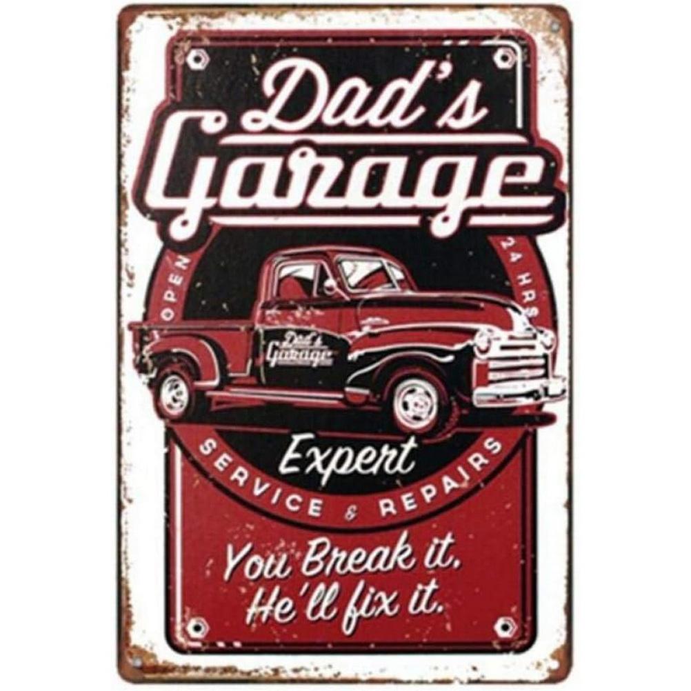 Dad's Garage Workshop Repair Shop 24 Hours Service Vintage Metal Tin Signs Retro Iron Picture Bar Cafe Garage Gym Pub Decor